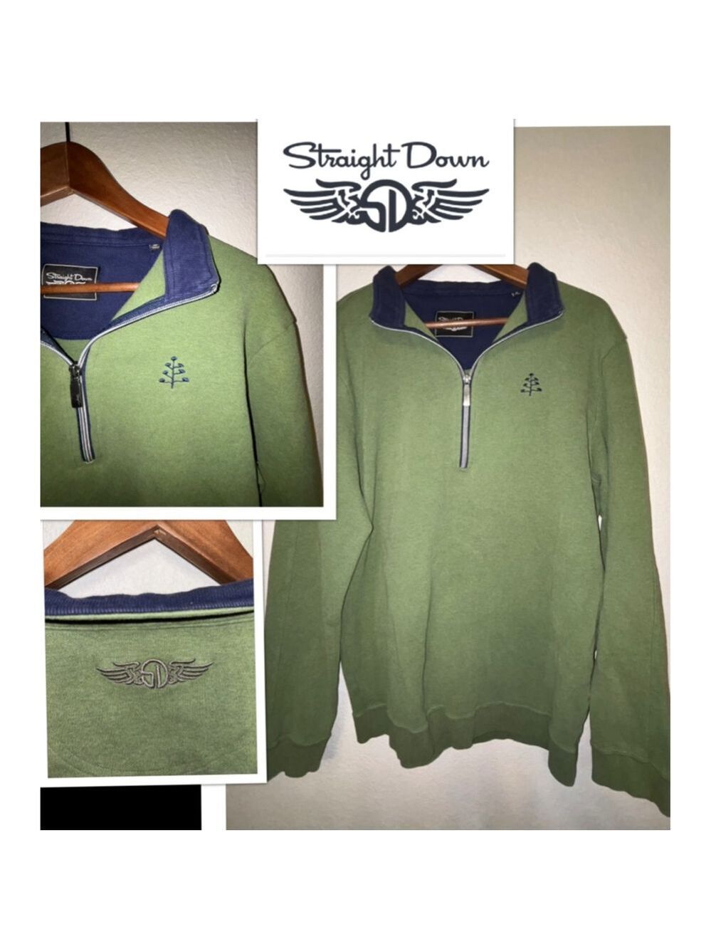 RARE Straight Down Mens M Performance Logo Embroidered Golf Tenniscore Sweater